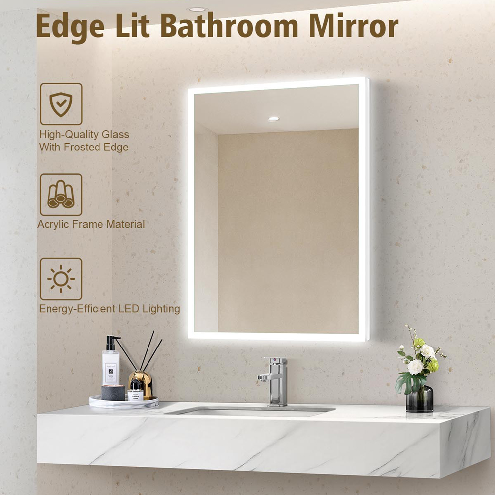 Edge Lit Bathroom Mirror for Hotel, Home, or Villa