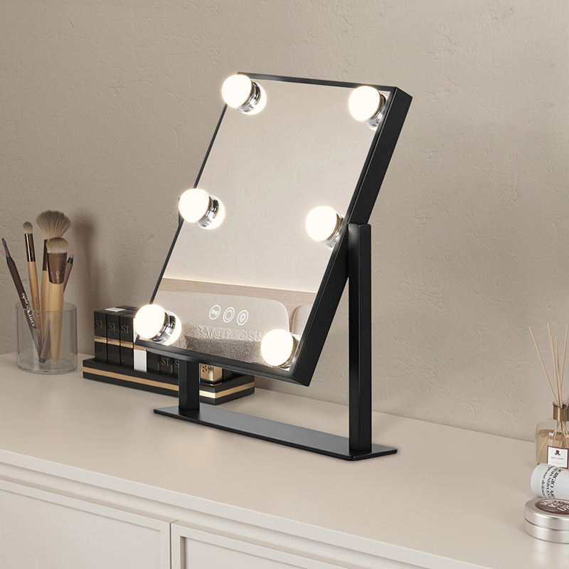 ML-1001 Black 300x254mm 6 Lights Makeup Mirror