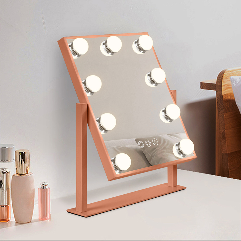 9 Light Touch Switch Three Color Adjustable Hollywood Led Mirror