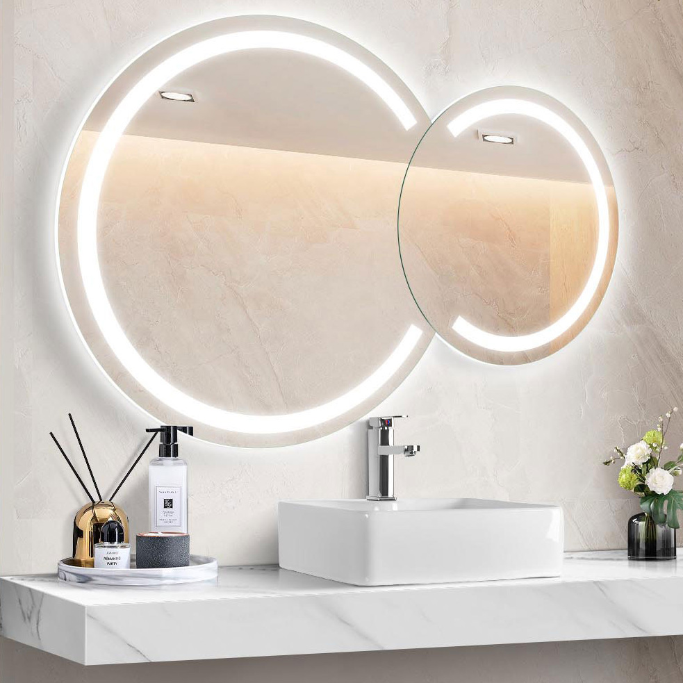 Circle Backlit Bathroom Mirror Custom Double Mirrors