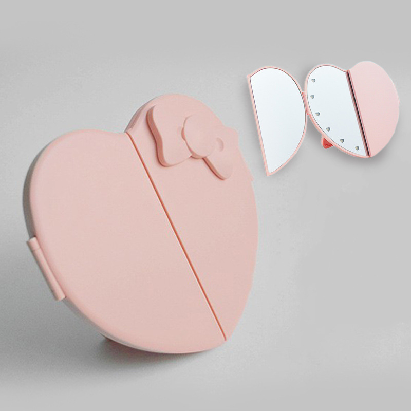 Heart Shaped Foldable Vanity Mirror with LED Light - MC-3010