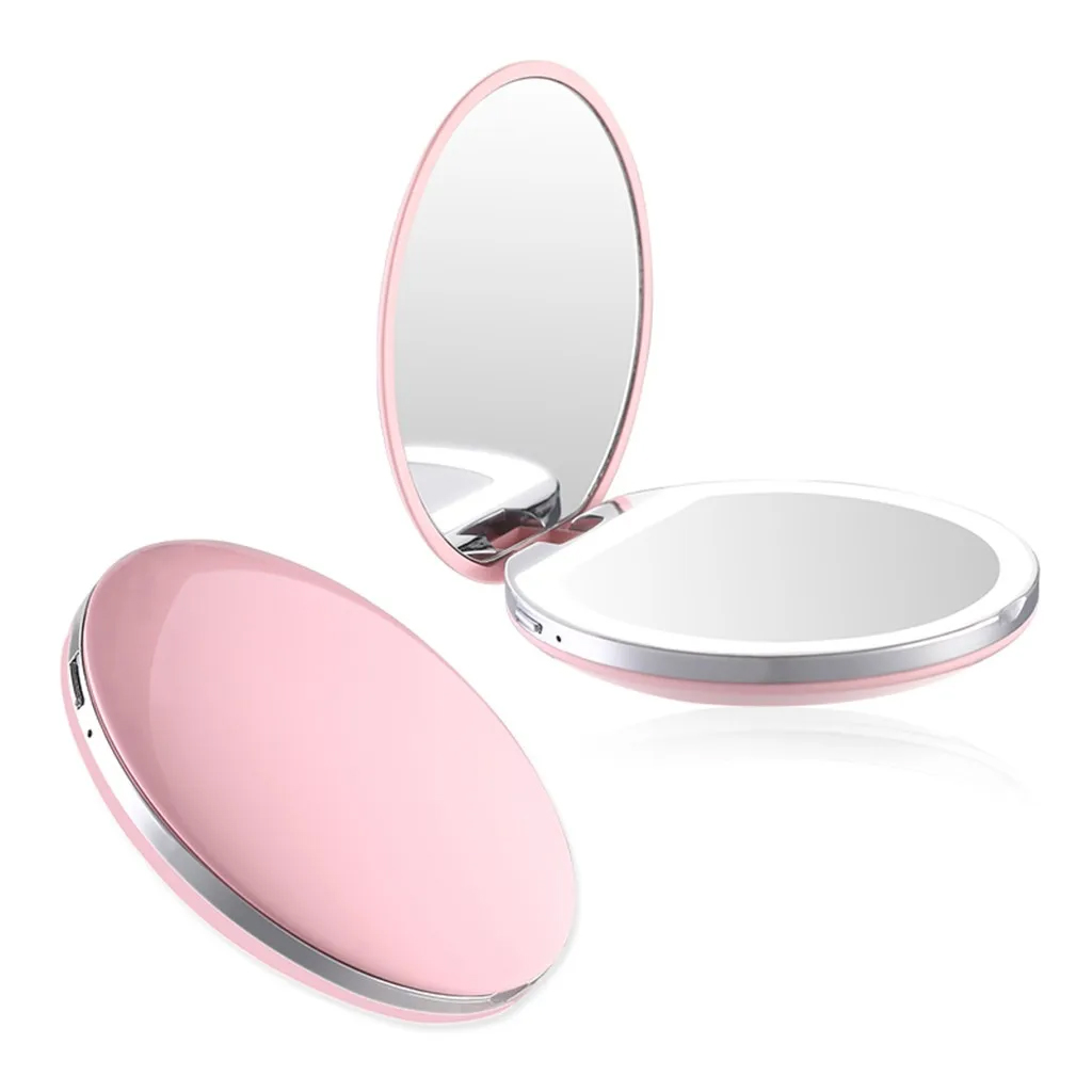 High Quality Makeup Mirror Luminous Mini Portable Round LED Makeup Mirror