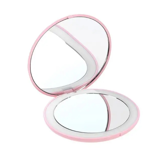 LED Mini Makeup Mirror Battery Powered Portable Folding Pocket Compact Mirrors