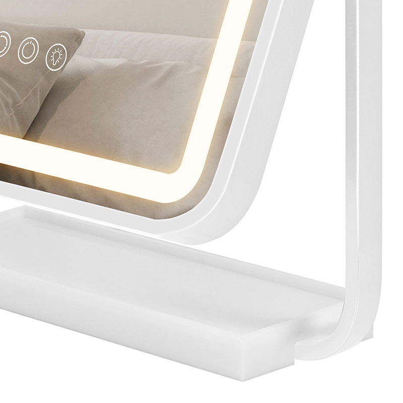 White Fram Small Light Up Makeup Mirror