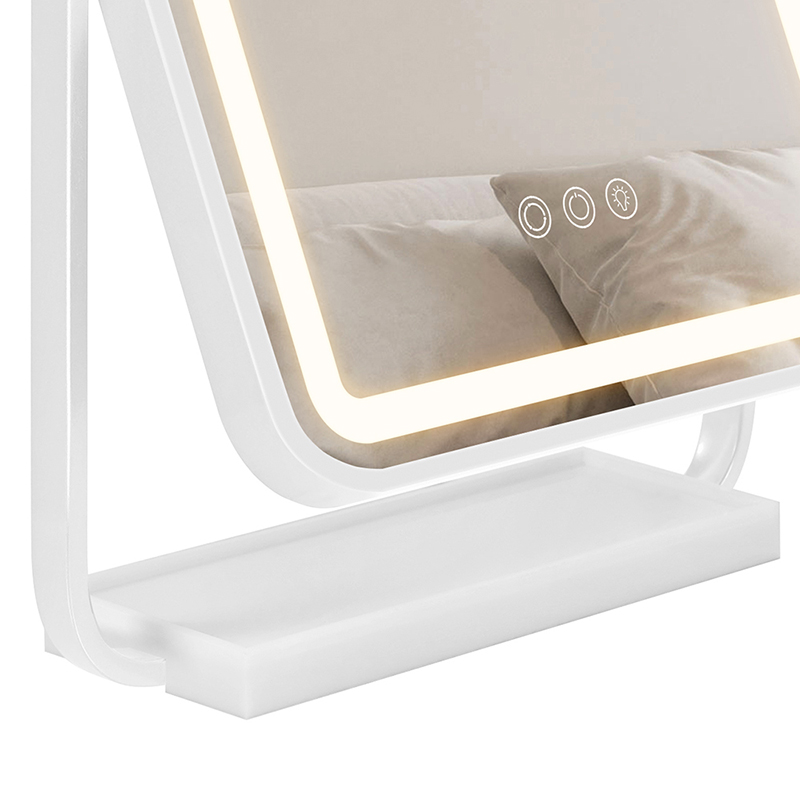 White Fram Small Light Up Makeup Mirror