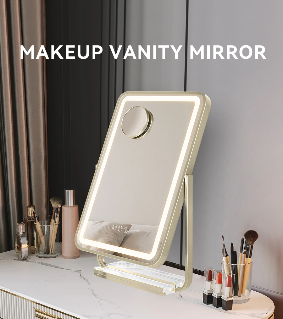 White Fram Small Light Up Makeup Mirror900_01